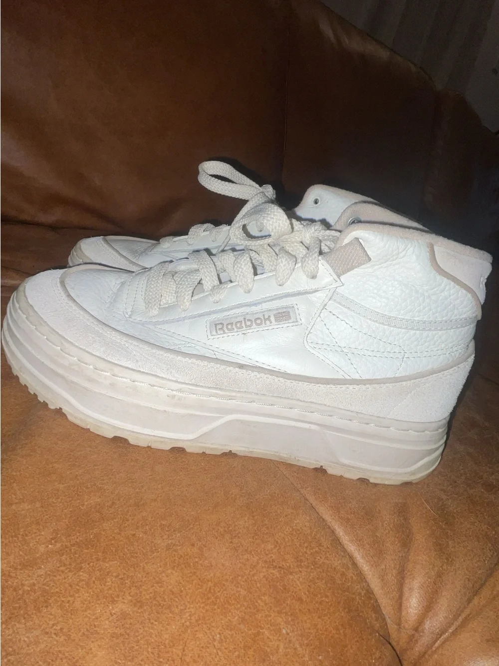 Reebok Cream White Platform High-Top Sneakers